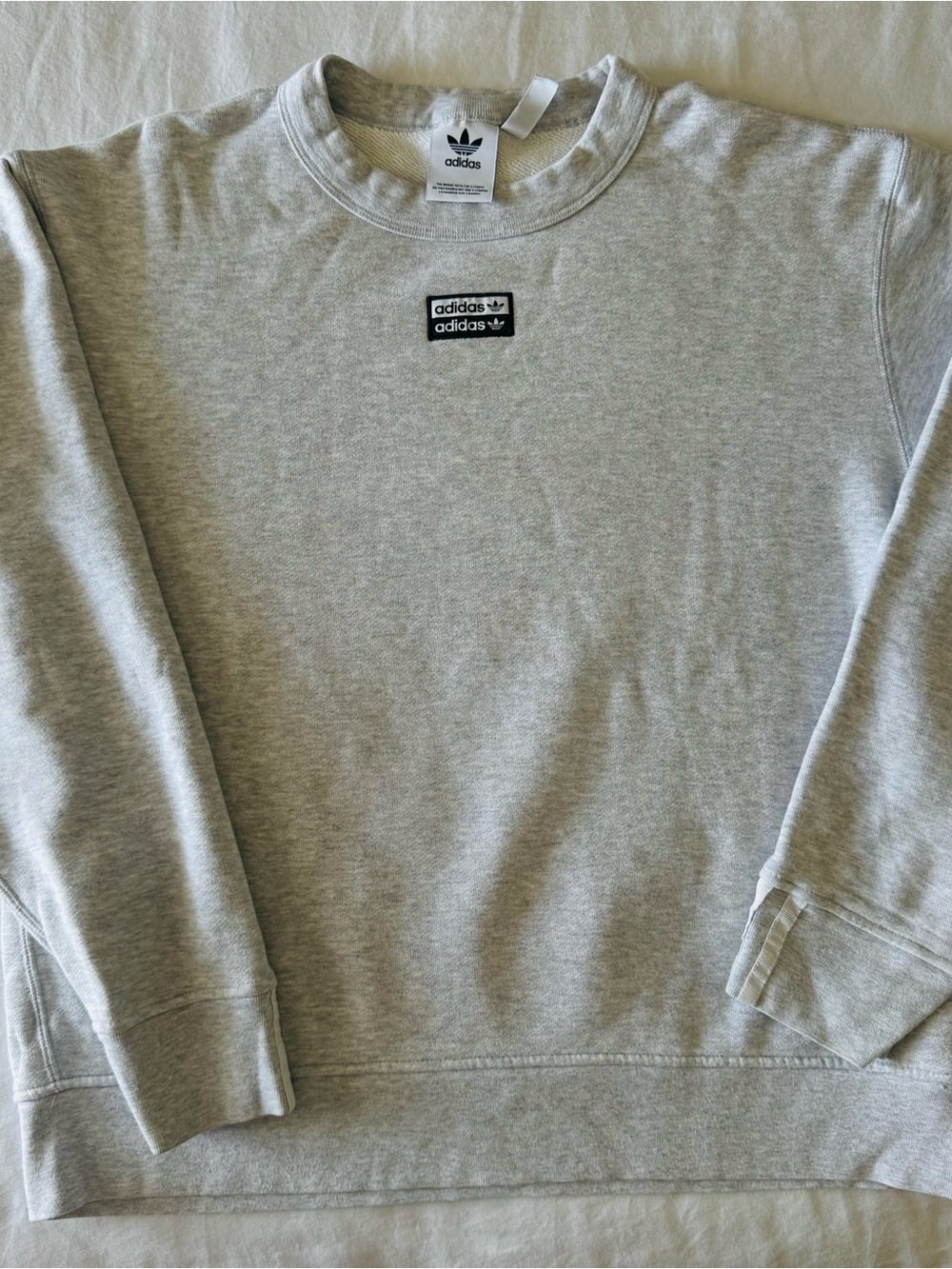 Adidas Light Gray Crewneck Sweatshirt with Chest Logo Size Small